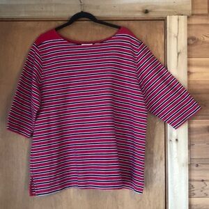Wide neck striped knit tee